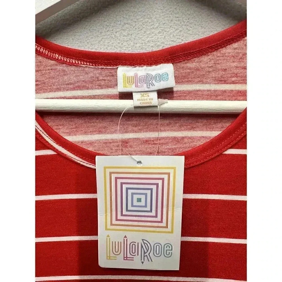 NWT LuLaRoe Size‎ XS Red And White Stripes Jessie Dress With Pockets - Picture 2 of 8